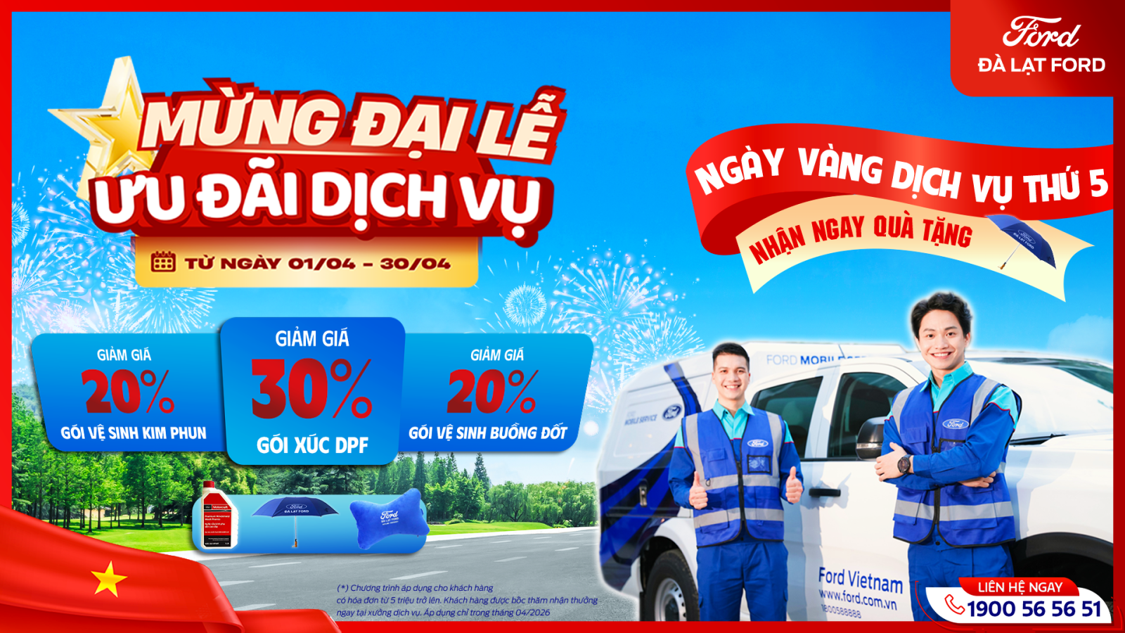 MỪNG ĐẠI LỄ 30/4 – BÙNG NỔ ƯU ĐÃI DỊCH VỤ CỰC KHỦNG TẠI ĐÀ LẠT FORD