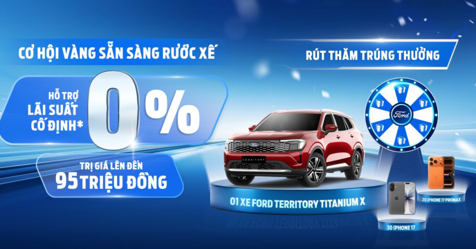 Ưu Đãi Ford Tháng 5/2026 | Lãi Suất 0% & Cơ Hội Trúng Ford Territory X | Đà Lạt Ford