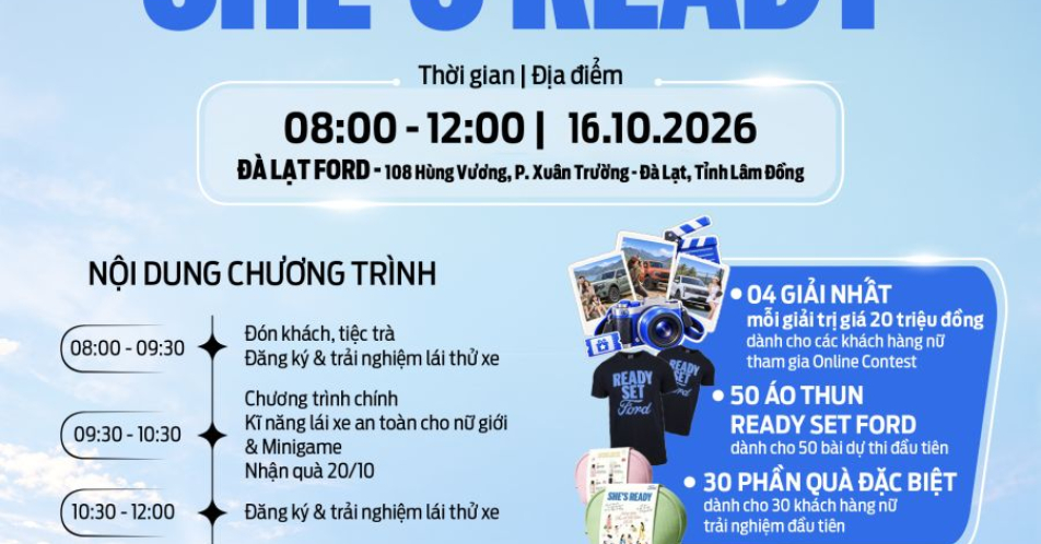 SHE’S READY: HÀNH TRÌNH TRẢI NGHIỆM LÁI XE VÀ WORKSHOP DÀNH RIÊNG CHO PHÁI ĐẸP TẠI ĐÀ LẠT FORD
