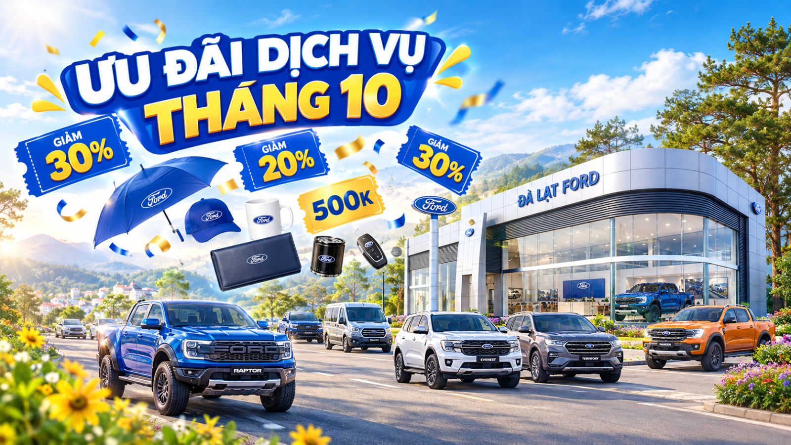 ƯU ĐÃI DỊCH VỤ THÁNG 10 TẠI FORD ĐÀ LẠT - CHĂM XE THẢ GA, ƯU ĐÃI NGẬP TRÀN